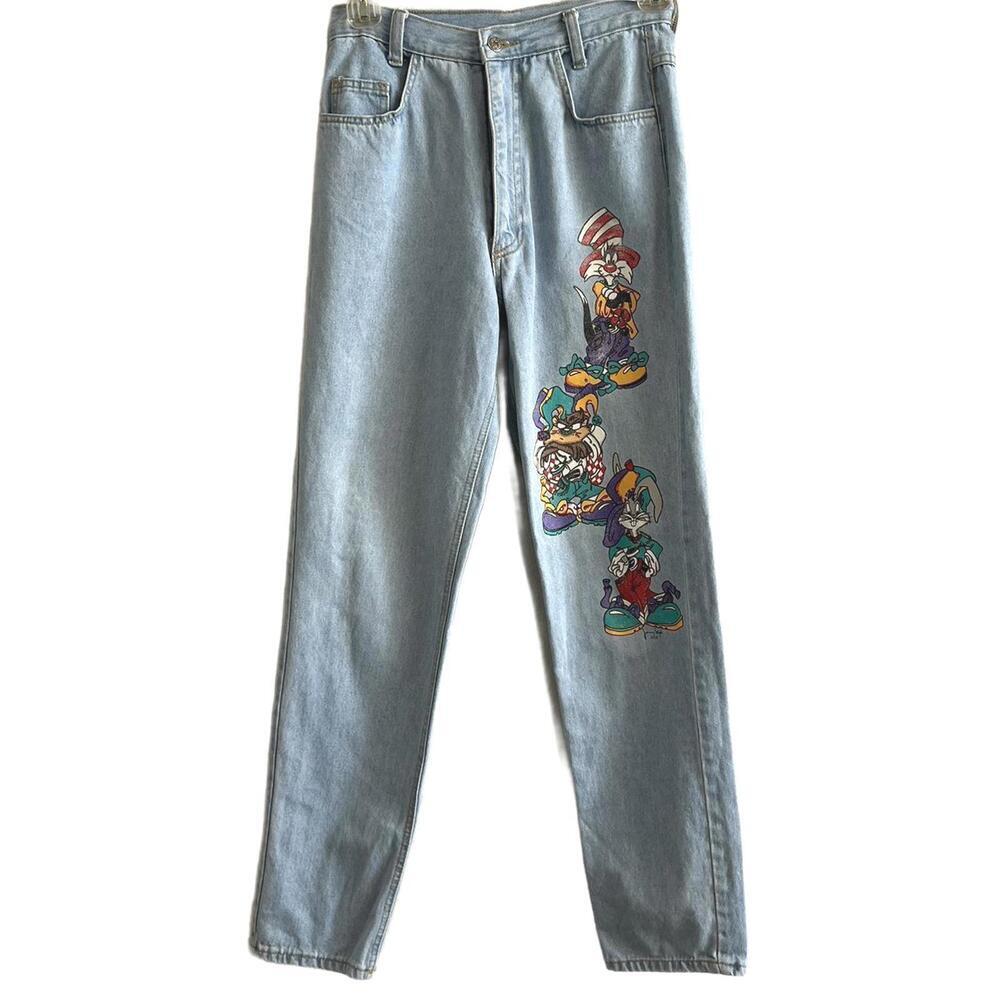 90S Vintage Looney Tunes Classic Denim Mom Jeans - Picture 1 of 8
